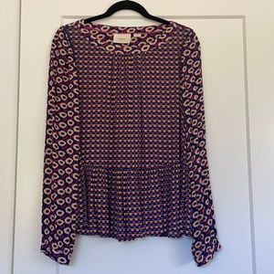 Maeve colorful long-sleeve peplum blouse from Anthropologie